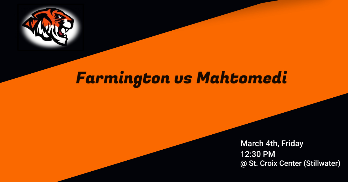 PWAA REGIONAL TOURNAMENT
Tigers will square off at 12:30pm vs Mahtomedi @ St. Croix Valley Center in Stillwater. The boys are ready to make some noise! Good Luck Tigers!!!