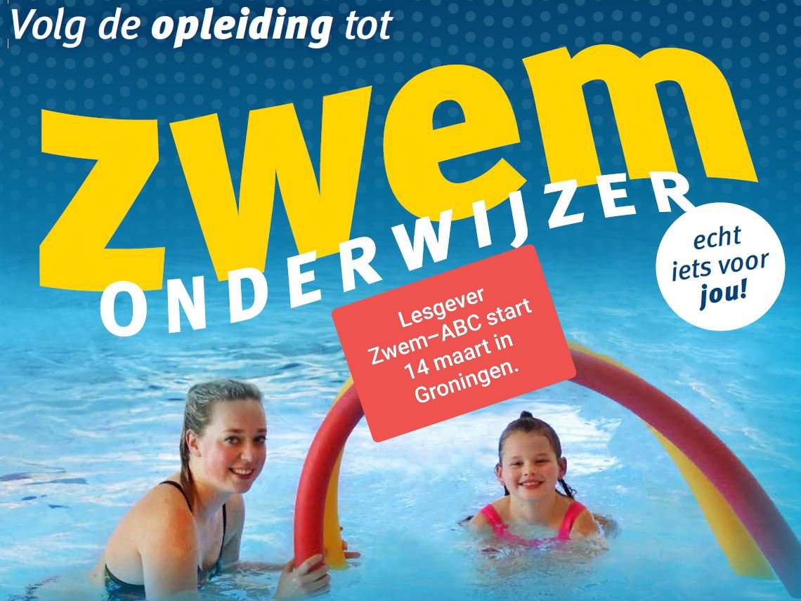 Lesgever Zwem-ABC start 14 maart in Groningen. Inschrijven kan nog. sozon.nl 06-20890274