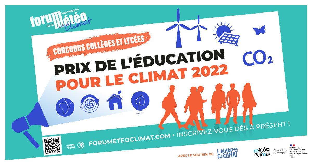 Forumeteoclimat's tweet photo. ⏳ J-15 ⏳ Avant la clôture du #PrixClimat2022 ! 🏆
📢 #Lycées #Collèges #Enseignants vous réalisez des projets pédagogiques autour du #climat #météo #environnement #developpementdurable #ODD 🌍👫🌦️🔭⚗️
Clôture 18/03 pour déposer votre candidature 👉 https://t.co/69EzLFhoCD https://t.co/Cqe5YJoMg4