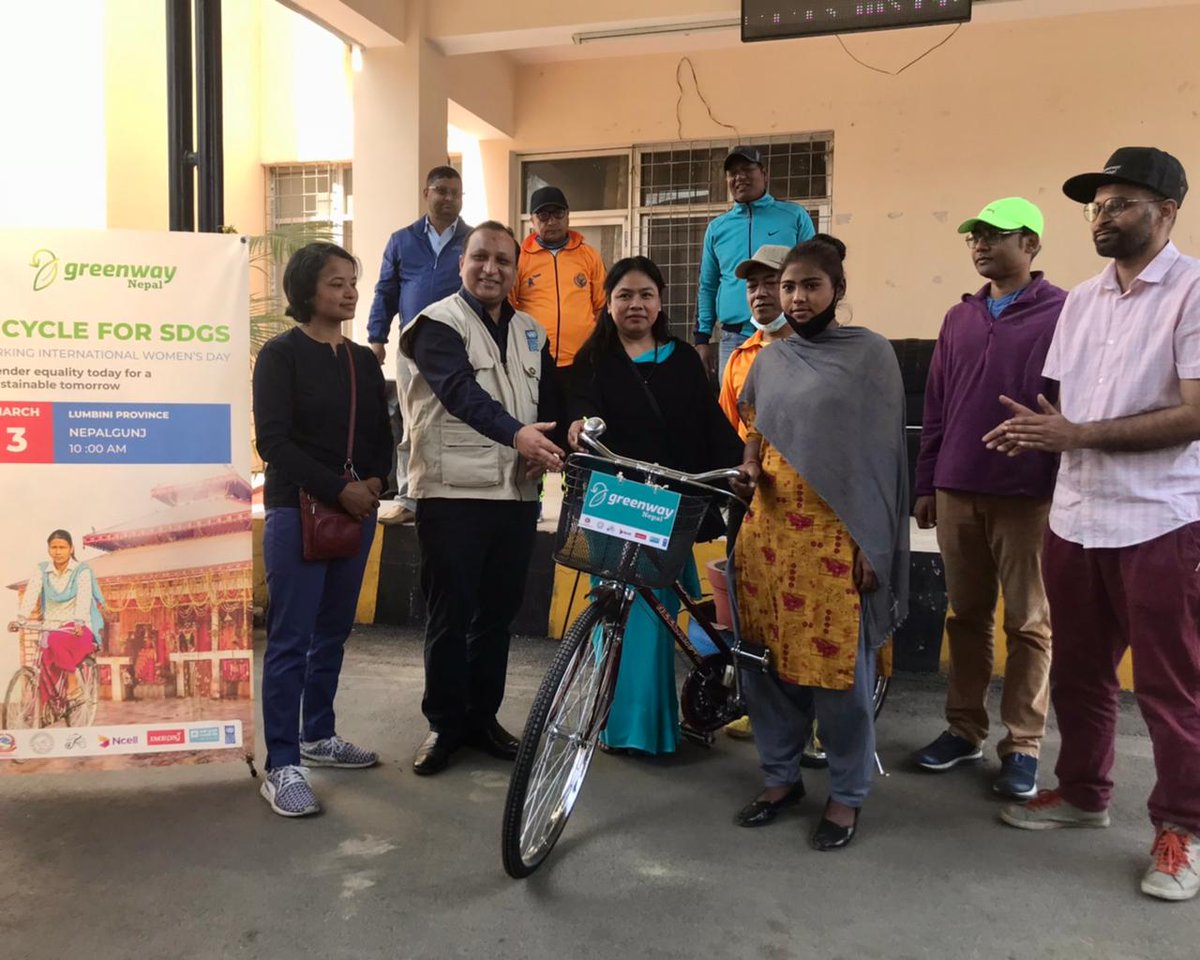 UNDPNepal's tweet photo. In the lead up to IWD 2022, we are pleased to present 51 bicycles to schoolgirls of Nepalgunj under “My Way Greenway” campaign on 3 March 2022.
Nepalgunj is the fourth city added in the campaign promoting green sustainable cities in Nepal.
#SDG13 #SDG5
https://t.co/rFWns2cZ0n https://t.co/YhcZqreqBp