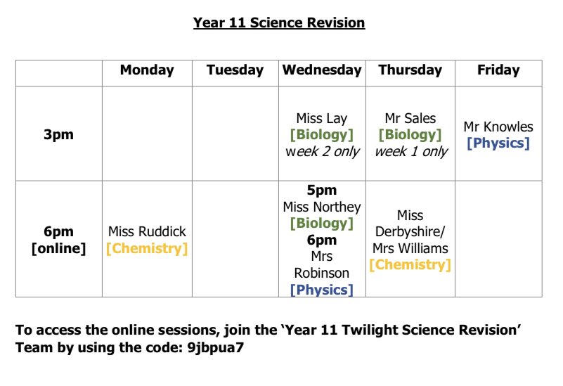 DeaneryScience's tweet image. Year 11 Science Revision @deaneryhigh
