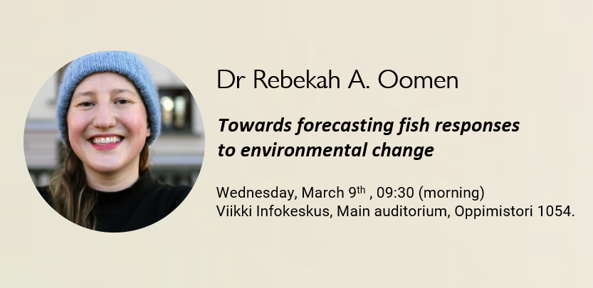 springsymposium's tweet photo. #MeetTheKeynotes Dr Rebekah A. Oomen @rebekahoomen is our 3rd keynote speaker. She will be presenting about creating #genomic forecasts for responses to #environmental change using spatial and genomic structure of #fish responses to such environmental changes. 🐟🧬🌎 #SpringS22 https://t.co/fGbHnUjLTd