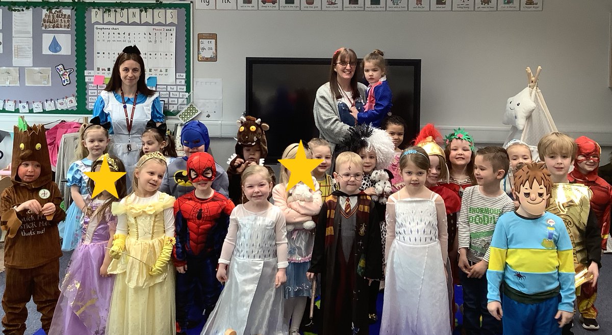 AnkerValleyAcad's tweet photo. It has been another busy and exciting day in Dragonflies to celebrate our first World Book Day. All the children came to school dressed as their favourite book characters. A big thank you to the parents for helping with their costumes as they all looked fantastic! https://t.co/wY8W5oyXVk