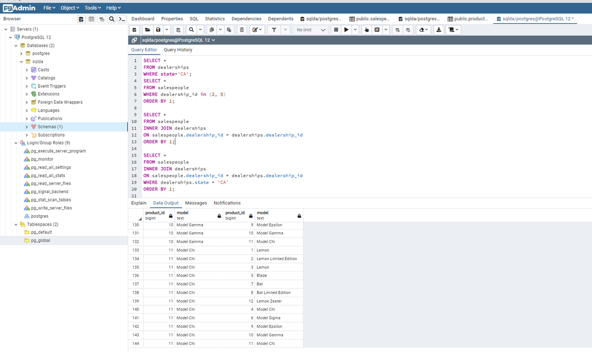 marionya's tweet photo. Day 7,8 &amp;9: SQL
Installed PostgreSQL 12
created and imported database dump file
explored pgAdmin4 interface
CRUD operations using SQL
INNER JOIN, OUTER JOINS &amp; CROSS JOINS
SQL used to store datasets 
JOINs for data assembly in prep state
caveat of using CROSS JOIN: May crash dbs https://t.co/o488a4I63P