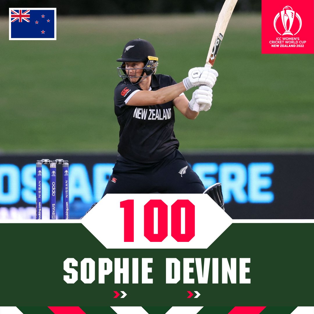 cricketworldcup's tweet image. Sixth ODI hundred for Sophie Devine and what a time to get it 🙌

#TeamNewZealand are 196/6 in the 41st over in the chase of 260.

#CWC22
