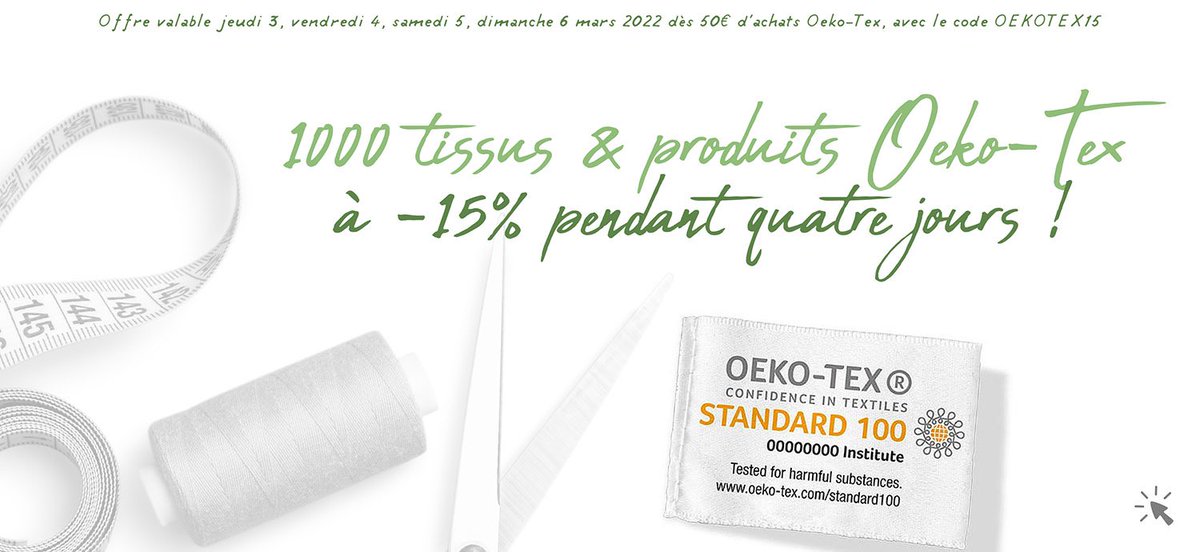 TissusPapi's tweet photo. 🍀 C’est la bonne opération du week-end : -15% sur tous nos tissus OekoTex, dès 50€ d’achats OekoTex ! 💚 https://t.co/Fi1oOspK1W #oekotex #tissuspapi https://t.co/4K7vHTRLes
