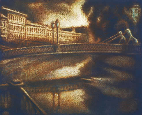 Леонид Кульшаров. Белая ночь. Цветное меццо-тинто. 1999.