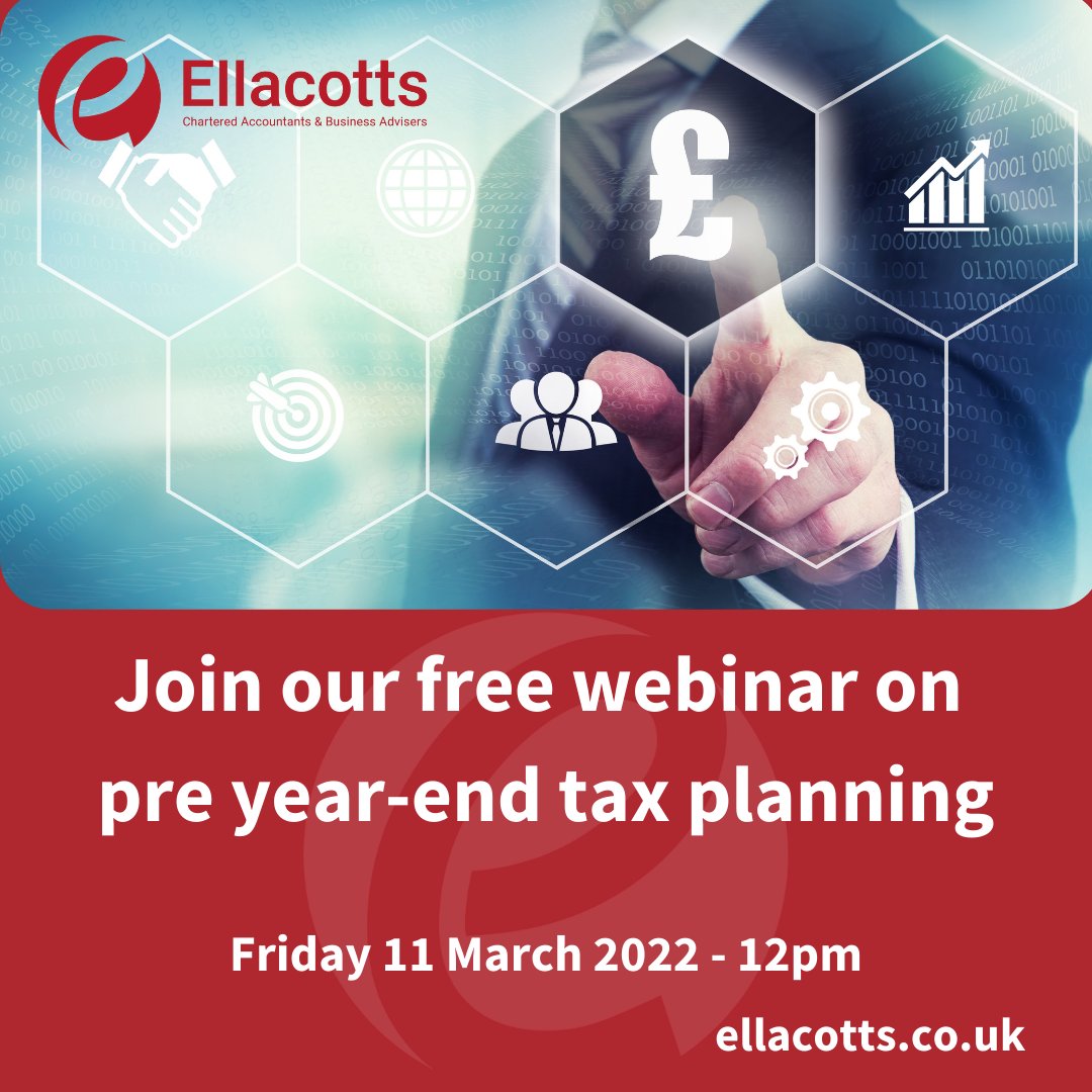 Join us for our Pre year-end #tax planning Webinar 
Happening on Friday 11 March at 12pm via Zoom 
In this webinar, our tax and financial planning experts explain ways to minimise your tax bill.
Register for free here 👇
ow.ly/Cp6Y50I9FO5
 #taxtips #financialplanning