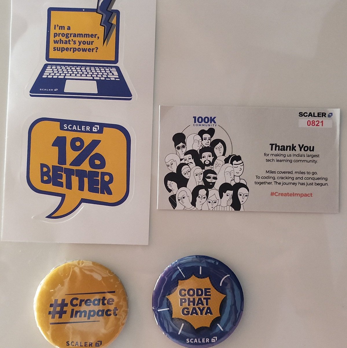 Jaishre23100's tweet image. Delightful to share these goodies by @scaler_official on celebrating the 100k community. Scaler academy has been an incredible tech community in helping students to enhance their knowledge by aiming for various webinars on new technology
Thank you!😊
#codephatgaya  #createimpact