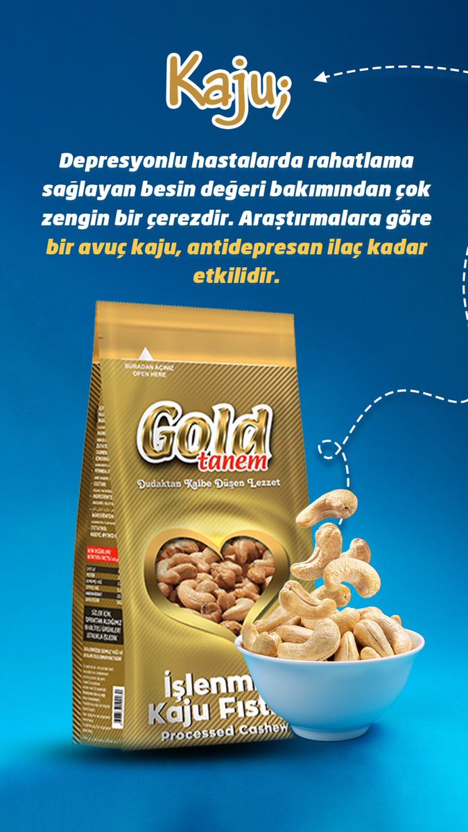 ayintaptarim's tweet photo. KAJU
Depresyonlu hastalarda rahatlama sağlayan besin değeri bakımından çok zengin bir çerezdir.
Araştırmalara göre bir avuç kaju, antidepresan ilaç kadar etkilidir.
#ayıntaptarım #kaju #faydalıbilgiler #sağlıklıbeslenme https://t.co/wx06EOZCZC