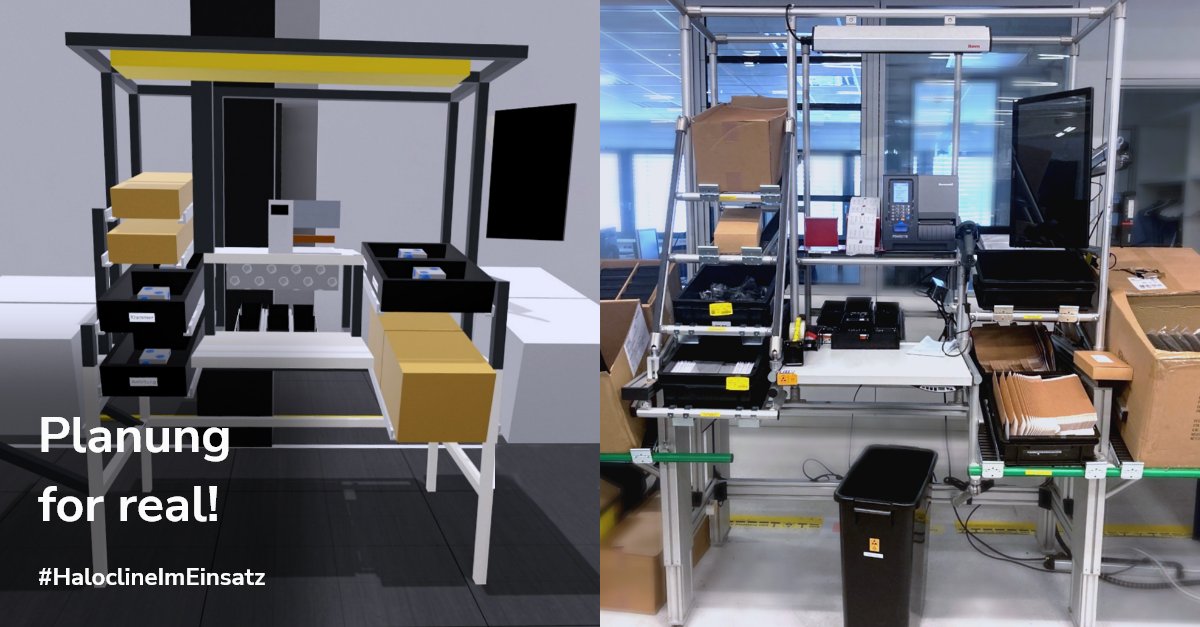 Was geht mit #Halocline eigentlich? 🤔

Zum Beispiel das hier: Dieser Arbeitsplatz wurde von einem unserer Kunden in #VirtualReality geplant (links), in VR erprobt und angepasst und daraufhin in der Realität umgesetzt (rechts).

#HaloclineImEinsatz #Produktionsplanung #VR
