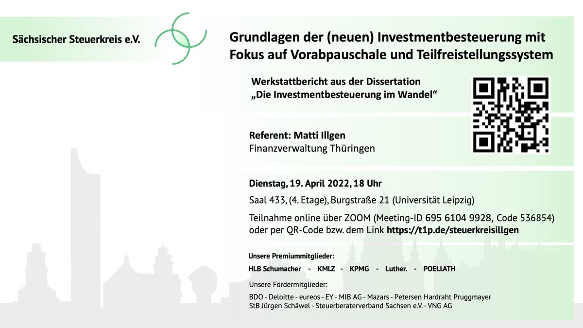 Ankündigung unserer nächsten Veranstaltung mit #Werkstattbericht aus der Dissertation von Matti Illgen. Weitere Informationen gibt es unter steuerkreis-sachsen.de/2022/03/04/gru…