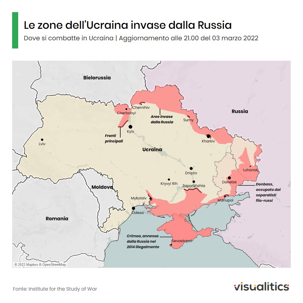 La #Russia ieri è avanzata nella parte nord dell'#Ucraina. Ora sta assediando e bombardando Mariupol e Kharkiv. Nella notte ha preso il controllo della centrale nucleare di Zaporizhzhia.

#UkraineRussianWar
