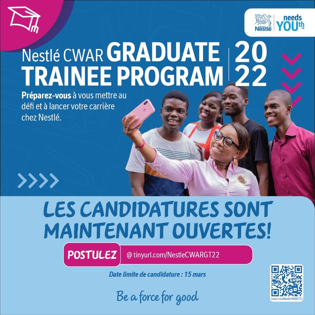 aristidemabatto's tweet image. @NestleCWAR_FR lance son #GraduateTraineeProgram 2022. 
Saisissez votre chance de démarrer une carrière chez le géant de l'agro-alimentaire.
Envoyez vos candidatures ⬇️
tinyurl.com/NestleCWARGT22