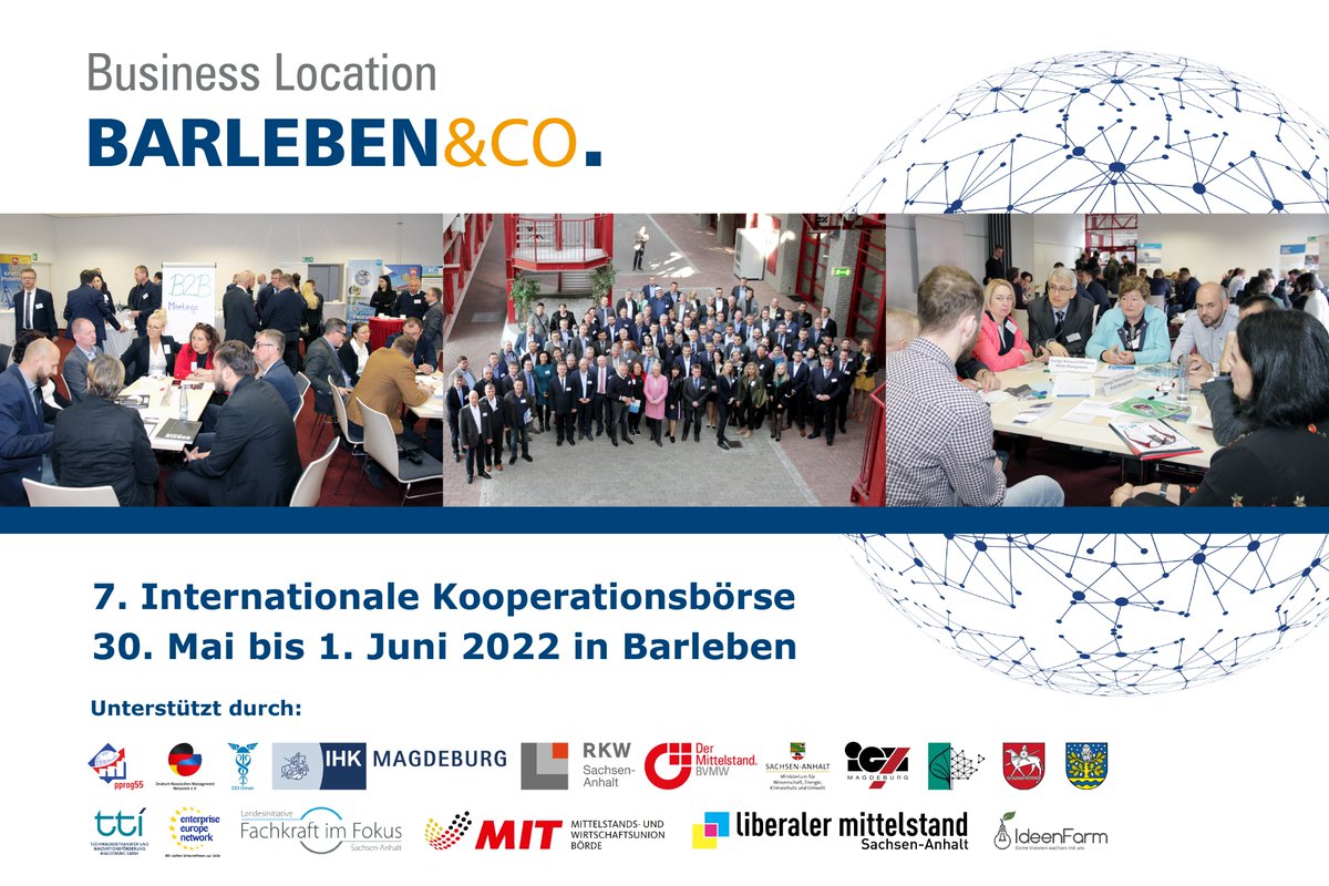GemBarleben's tweet photo. Präsentieren Sie Ihr Unternehmen und erweitern Sie Ihr Netzwerk auf der 7. Internationalen #Kooperationsbörse!

#Barleben und Partner bringen nationale &amp; internationale Unternehmen für B2B Gespräche, Networking, Besuch der #HM22 zusammen.

Jetzt anmelden: https://t.co/TOCCCaCsgF https://t.co/qmGUt2y8nK