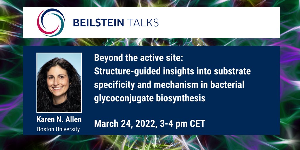 There's still time to register for FREE 🆓 to join the online #BeilsteinTalk on “Glycoconjugate #biosynthesis” w/ Karen N. Allen <a href="/kna6662/">Karen Allen</a> from Boston University <a href="/BU_Tweets/">Boston University</a> on 📅 Mar 24, 🕒 3–4 pm CET

➡️ beilstein-institut.de/en/talks/enzym…

#BeilsteinTalks #Enzymology #Enzymes #Glycoproteins