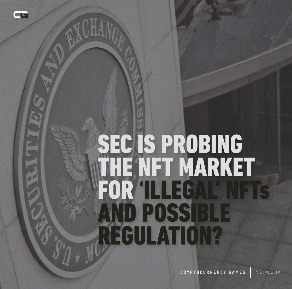 CGamesNetwork's tweet photo. The U.S. Securities and Exchange Commission (SEC) is investigating NFT creators and platforms for certain NFTs that 'might' fall within SEC's jurisdiction.
SEC chief has stated that he believes many crypto tokens should fall under the purview of the securities' regulatory regime. https://t.co/f9kfQv0o55