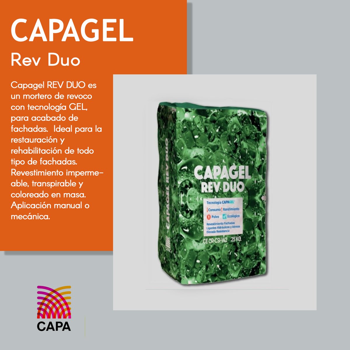 CementosC's tweet photo. Capagel Rev Duo
•  Tecnología Capagel
•  ⬇️ Consumo ⬆️ Rendimiento
•  🛑 Stop Polvo
•  ✅ Garantía total de aplicación
•  🌳 Ecológico
#cementoscapa #ConstrucciónSostenible #capagel #tecnologia https://t.co/RFrXyNcM3Z