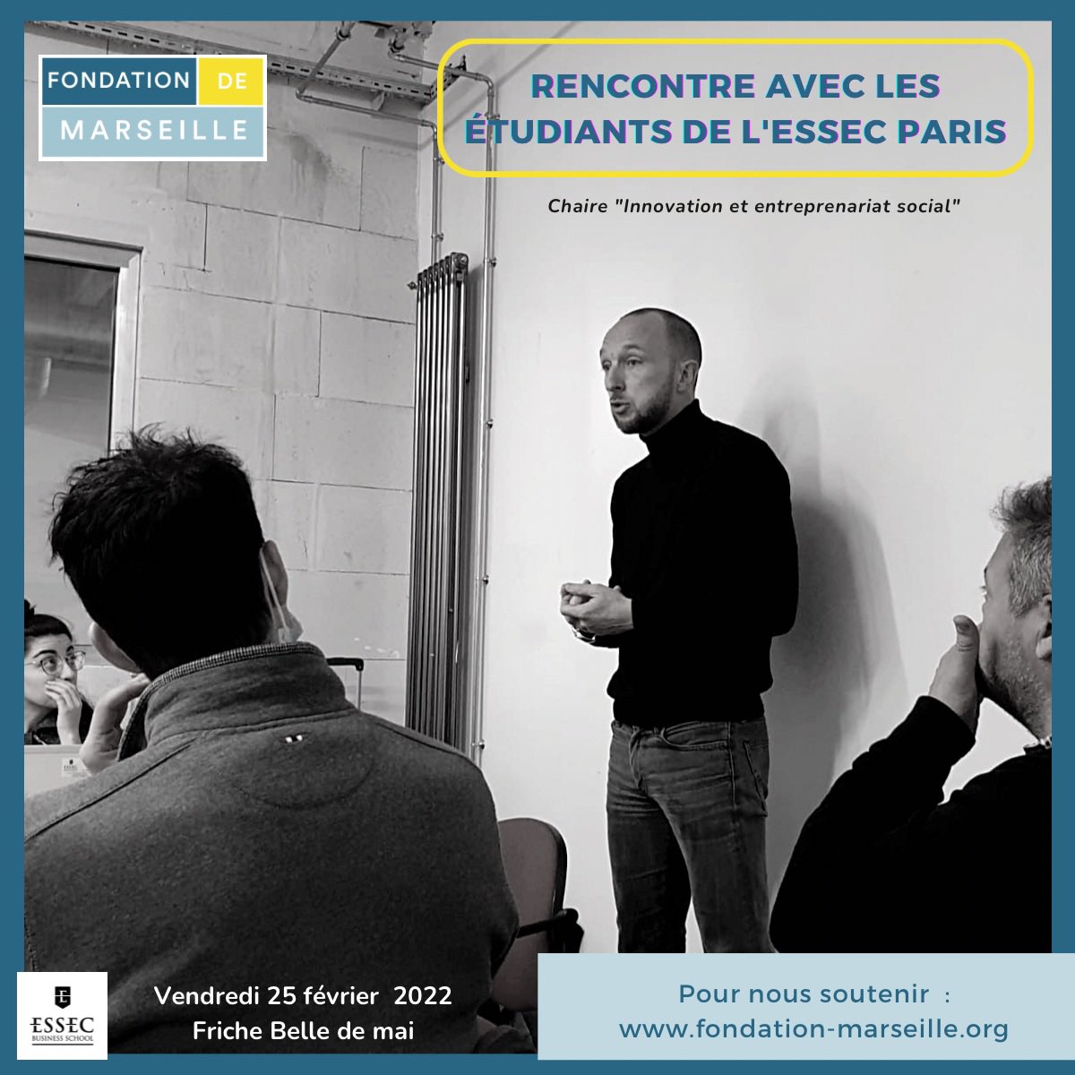 MarseilleFdm's tweet photo. #fbf | Retour sur la #rencontre avec les étudiants de l’@essec vendredi dernier. La chaire « innovation et entrepreneuriat social » s’est retrouvée à la Friche #Marseille 
Pour nous soutenir : https://t.co/RGSfcXHsnw https://t.co/vaMRYIBWVC