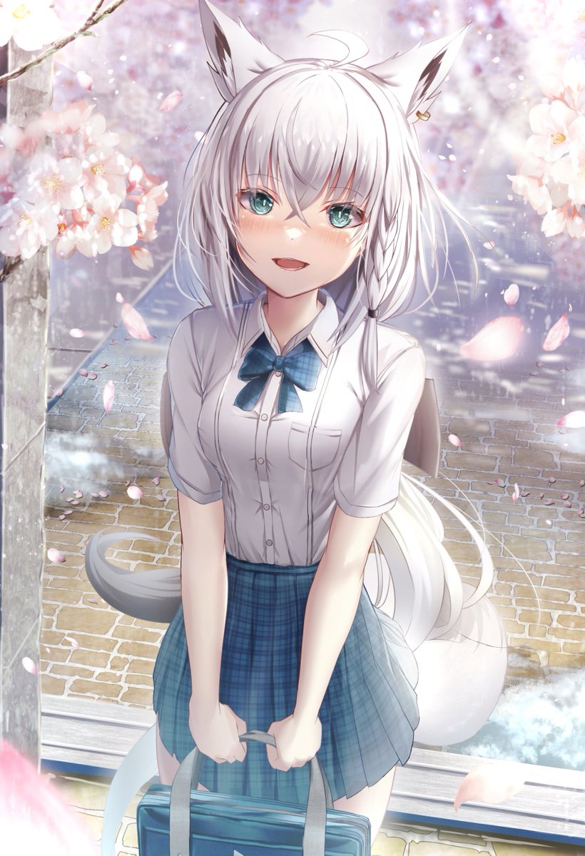 shirakami fubuki 1girl green eyes single braid sidelocks hair between eyes fox girl bangs  illustration images