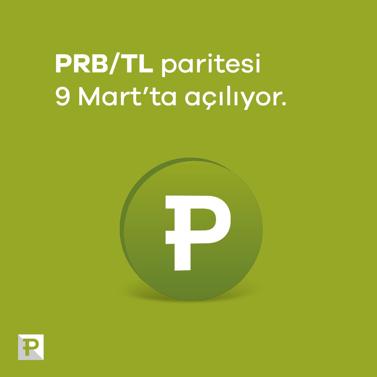 ParibuCom's tweet photo. PRB/TL paritesi 9 Mart Çarşamba günü saat 14.00 itibarıyla açılıyor. Paribu hesabınızdan PRB alış satış işlemlerinize aynı gün başlayabilirsiniz. https://t.co/CPkmR0cfut