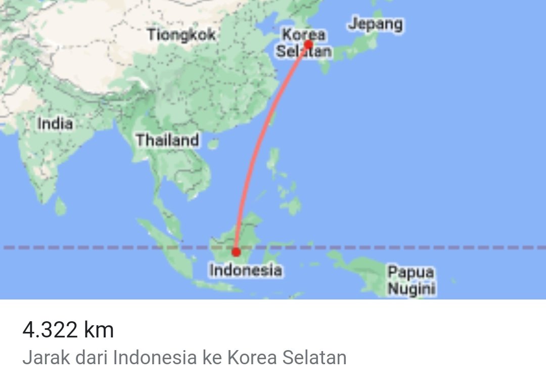 Jarak indonesia ke korea selatan