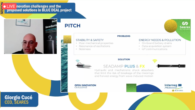 bluedeal_med's tweet photo. #HappeningNow #BDCapLab
🌊Giorgio Cucé CEO of #Seares present us their multipurpose smart anchoring that harvest green energy as a Point Absorber
#bluegrowthcommunity https://t.co/cJjP0NuU5Z