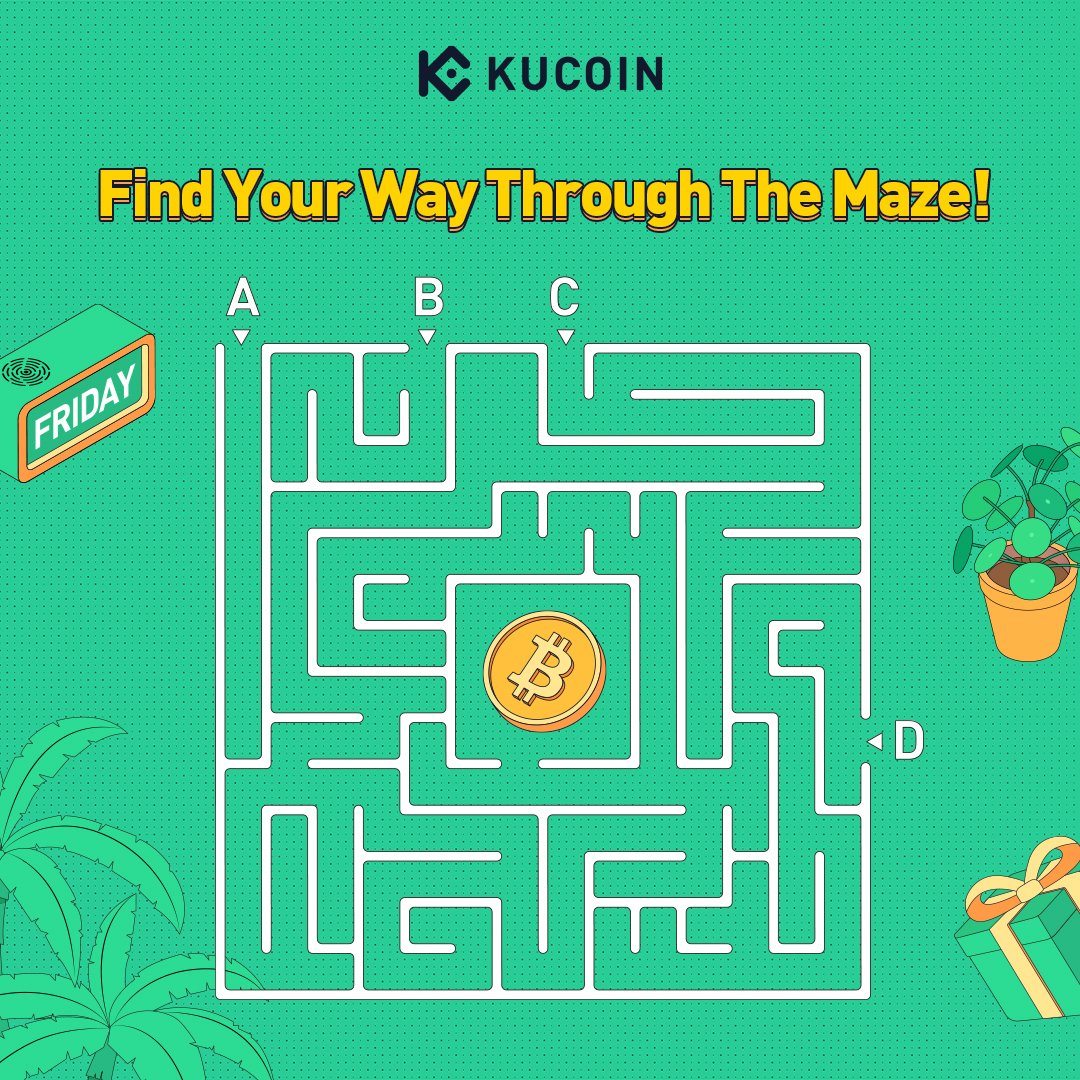 kucoincom's tweet image. 🤩 #KuCoinFriday Giveaway

Find the way through the maze to get rewards!

✅ Follow @kucoincom
✅ Retweet using #KuCoinFriday &amp;amp; tag 3 friends
✅ Comment your answer 

🎁 10 lucky winners will be announced on March 7, 2022 to receive 50 $USDT each!