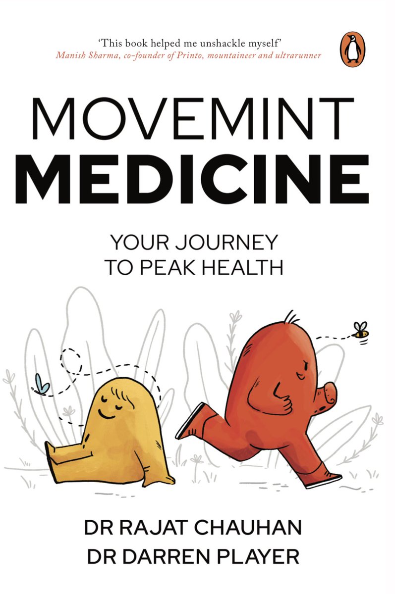 drrajatchauhan's tweet photo. Later this month, our book 'MoveMINT Medicine' will be released, published by Penguin, with GOYA (Get Off Your Arse) & SOYA (Sit On Your Arse & Sleep in Hindi) on its cover.
To pre-order the book
https://t.co/KX9sXWtSxC
@darrenjplayer #movemintmed @livemint
5/5 🧵 https://t.co/1wWHSpuXLp