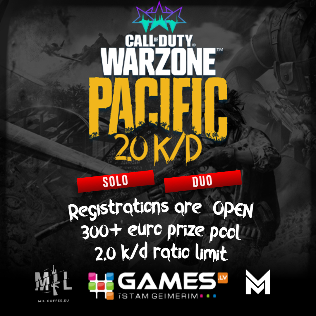 Warzone 2.0 k/d SOLO and DUO tournaments are here!

🪖Only for players with a 2.0 all-time K/D ratio or less
📅 Tournament dates
SOLO from March 11th - 13th
DUO from March 19th - 27th

More info and registration here-  
cybersportsriga.com/blog/2022/02/1…