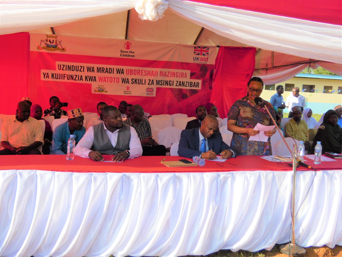 UKinTanzania's tweet photo. @UKinTanzania Dev Director @keminaija proudly joined Principal Secretary MoEVT Mr. Ali Khamis Juma in handover ceremony of latrines &amp; hand washing facilities built in 28 schools in Zanzibar through @UKinTanzania funded project ran by @scitanzania through the #KPMG AcT2 Programme. https://t.co/NujgXQ5myA