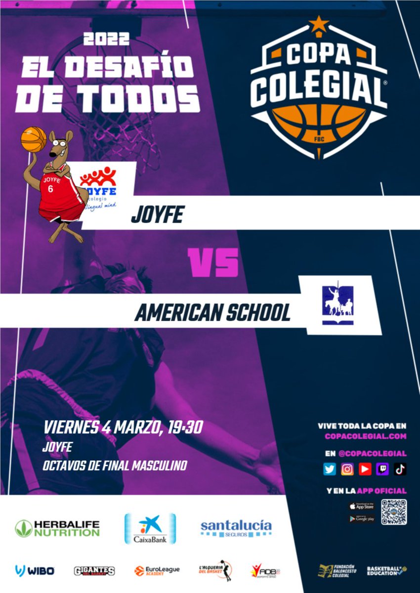 Los partidos de hoy (1/3)

#CopaColegialMadrid. Octavos de final 

Duelo ⛹️‍♂️y⛹️‍♀️

Tarde de ensueño en el Marsupial Arena de <a href="/ColegioJoyfe/">Colegio JOYFE</a> con choques ante <a href="/cdjesusmaria/">C.D. Jesús María</a> y American School

Pronósticos 

copacolegial.com/partidos/jorna…

#ElDesafíodeTodos