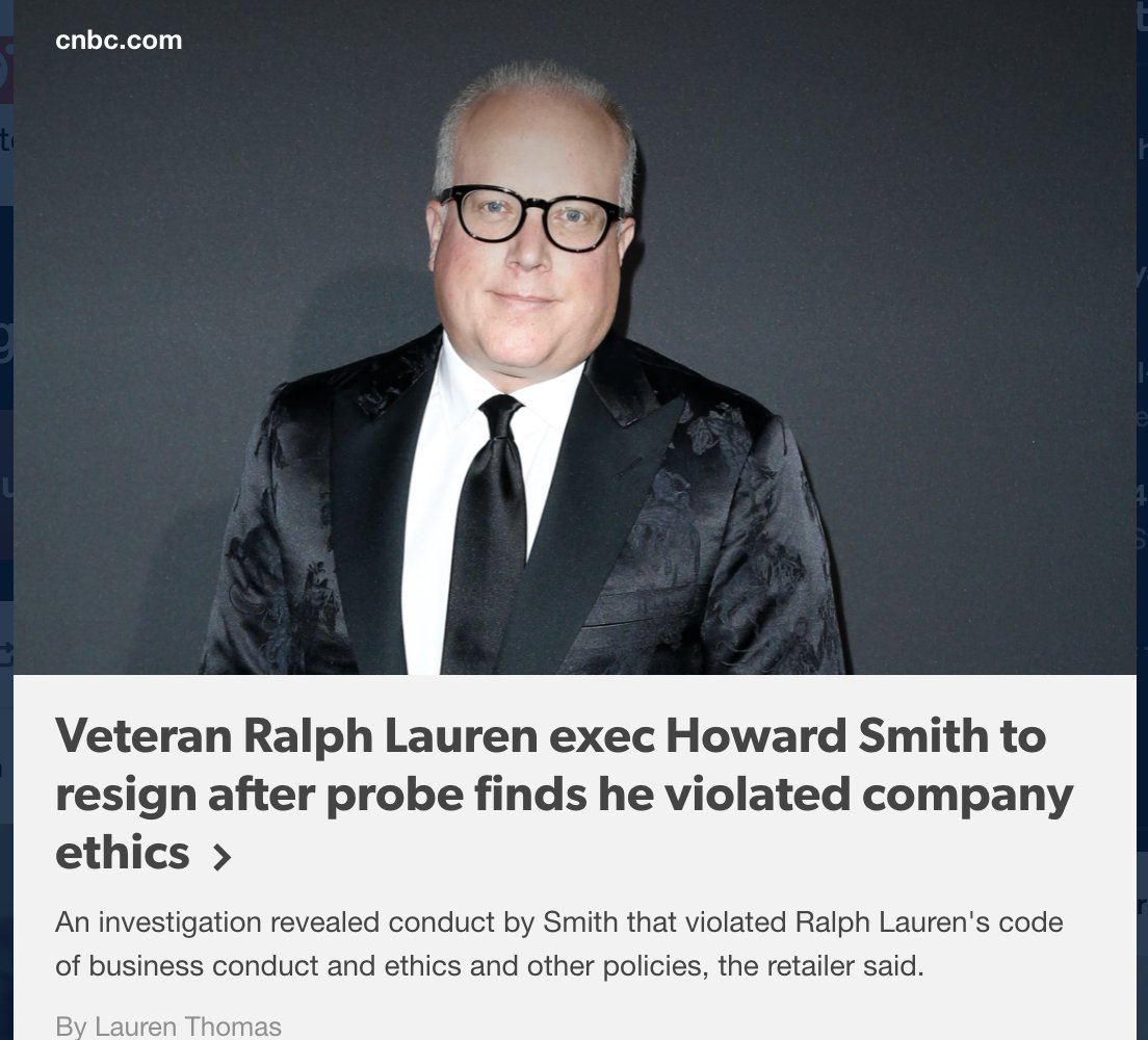 ThePerezHilton's tweet photo. "Resigned" - as in forced to quit. #HowardSmith #RalphLauren https://t.co/Cj8s9xK231