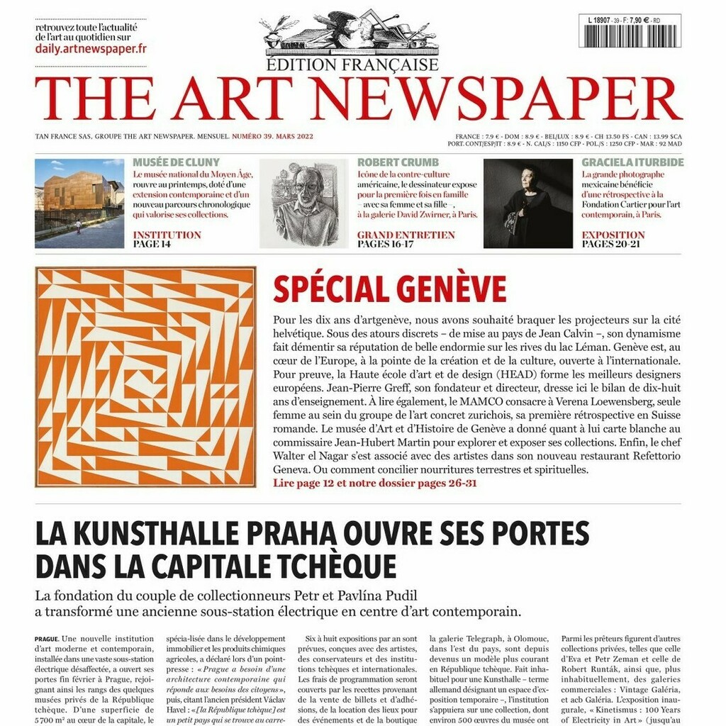 The Art Newspaper de mars 2022 vient de paraitre. Au sommaire :

Notre dossier consacré à Genève, à l’occasion des dix ans d’<a href="/artgeneve/">Art Visual Geneve</a>.
-
Transition écologique : Le <a href="/pbalille/">PBA Lille</a> se plie au jeu des statistiques écologiques et soumet désormais ses exposition… instagr.am/p/CarOcQ5oxLs/