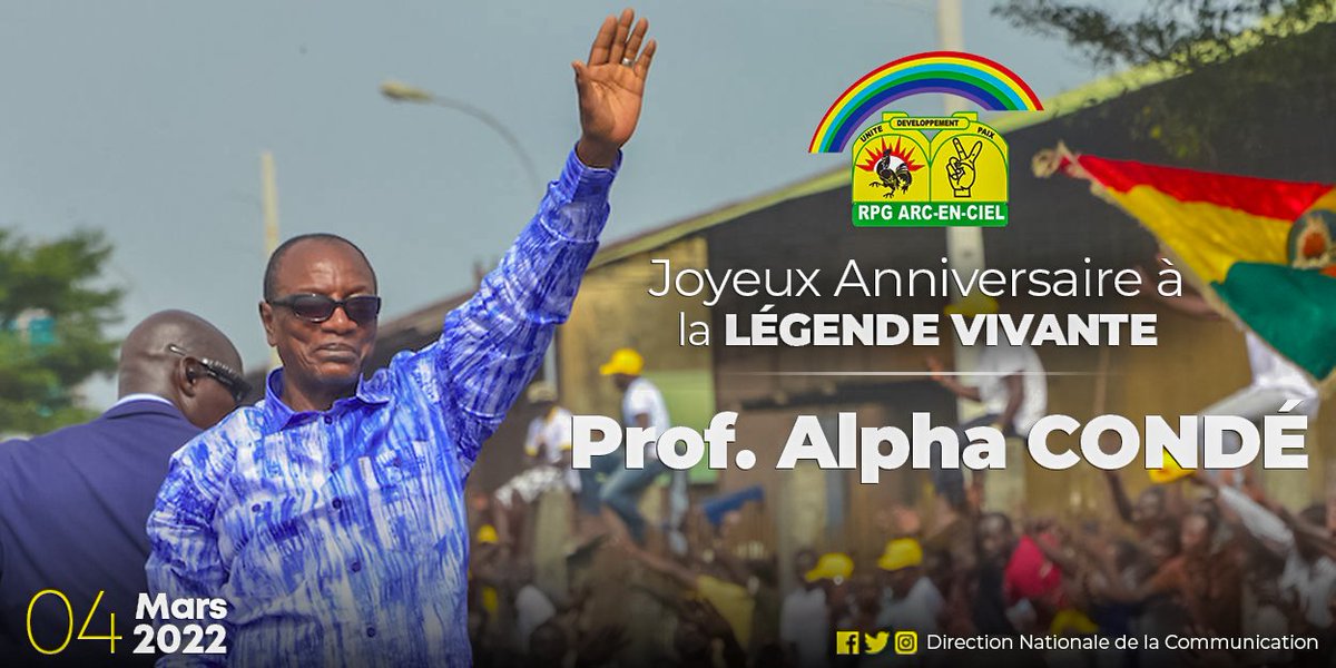 rpg_officiel's tweet photo. 🟡Chers Responsables, militantes,  militants et sympathisants de notre grand parti, la Direction Nationale se joint à vous tous pour souhaiter un joyeux anniversaire à la LÉGENDE VIVANTE Prof ALPHA CONDÉ ✌
#4MarsPrac https://t.co/1AoVroCCMs