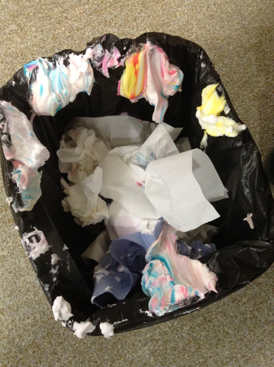 StSwithunsLibr's tweet photo. #WorldBookDay paper marbling... when even the rubbish bin has its own beauty! https://t.co/6EVO8nhVX2