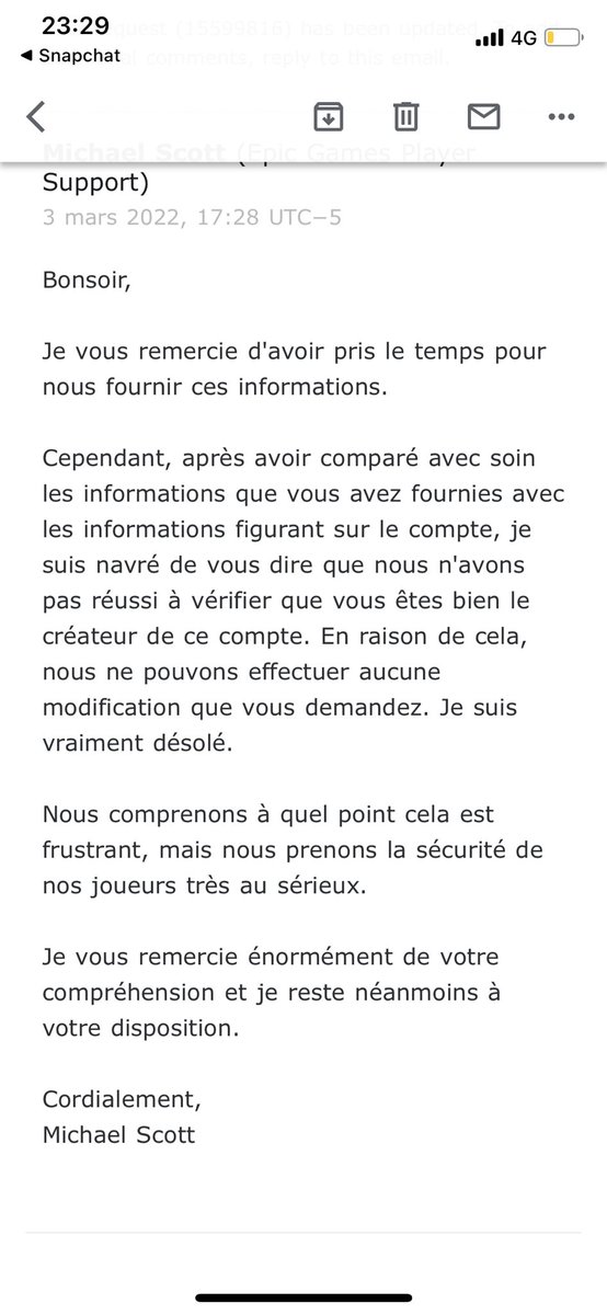 ienco001's tweet photo. ⁦⁦⁦⁦@EpicGames⁩ se fou bien de nous, quand on se fait PIRATER et que on a besoin d’eux il sont plus la. J’ai donner les infos importantes du comptes, j’ai montrer les preuves que je me suis fais hacker mais le gentil bonhomme c’etait pas sa journée apparement.. https://t.co/xm4BMwuHB3