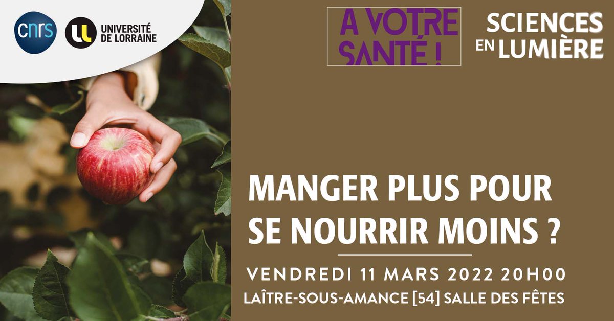 📽🎞Dans une semaine ! A Laitre-sous-Amance  projection du film  "Manger plus pour se nourrir moins" de Maëlle Joulin, avec Laurent Miclo, Professeur des Universités <a href="/univ_lorraine/">Lorraine</a>  et Directeur d’études en Diététique à @IUTNancyBrabois. 
<a href="/mgen54/">MGEN Meurthe&Moselle</a> <a href="/cnrs_centre_est/">CNRS Centre-Est</a>  <a href="/culturesci/">Culture Science UL</a>