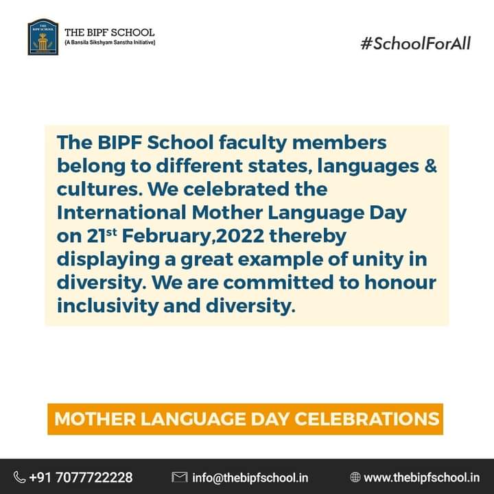 The BIPF School faculty belong to different States, languages ...