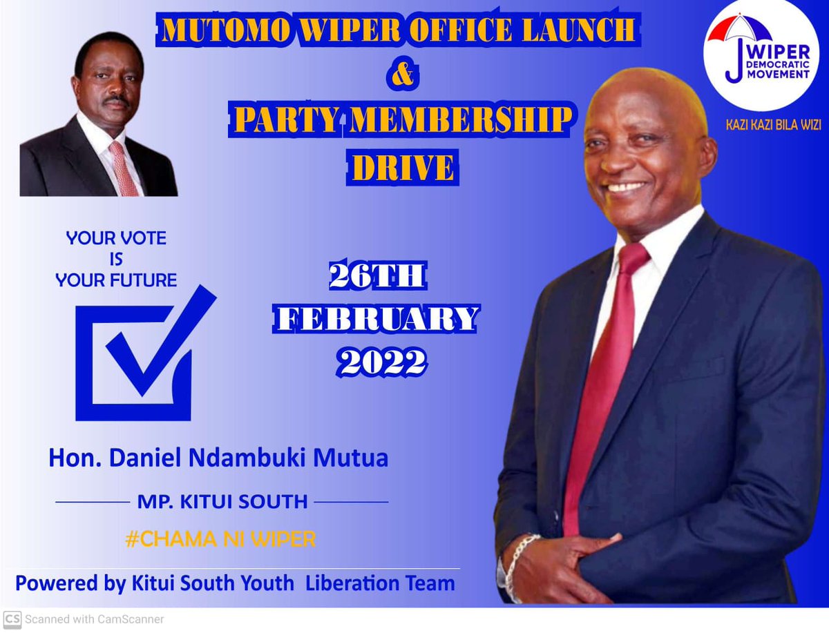 kitui_south's tweet photo. Chama Ni wiper, *Radar ni Kujisajili*, *MP Ni Mutua,* Kitui south Tuko set *Kesho Patachimbika* @PKasimu @skmusyoka @TheWiperParty @musau_samir @JimiWanjigi @HonSteveMbogo @RMukonzi @SenMutula @TheStarKenya @ https://t.co/0q8PDjLcF3