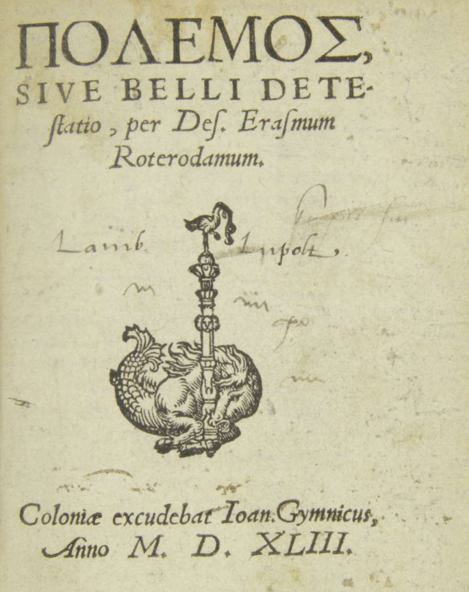 Here's a heavily annotated digitized copy of Erasmus's 'Detestatio Belli' 🇺🇦: digital.staatsbibliothek-berlin.de/werkansicht?PP…