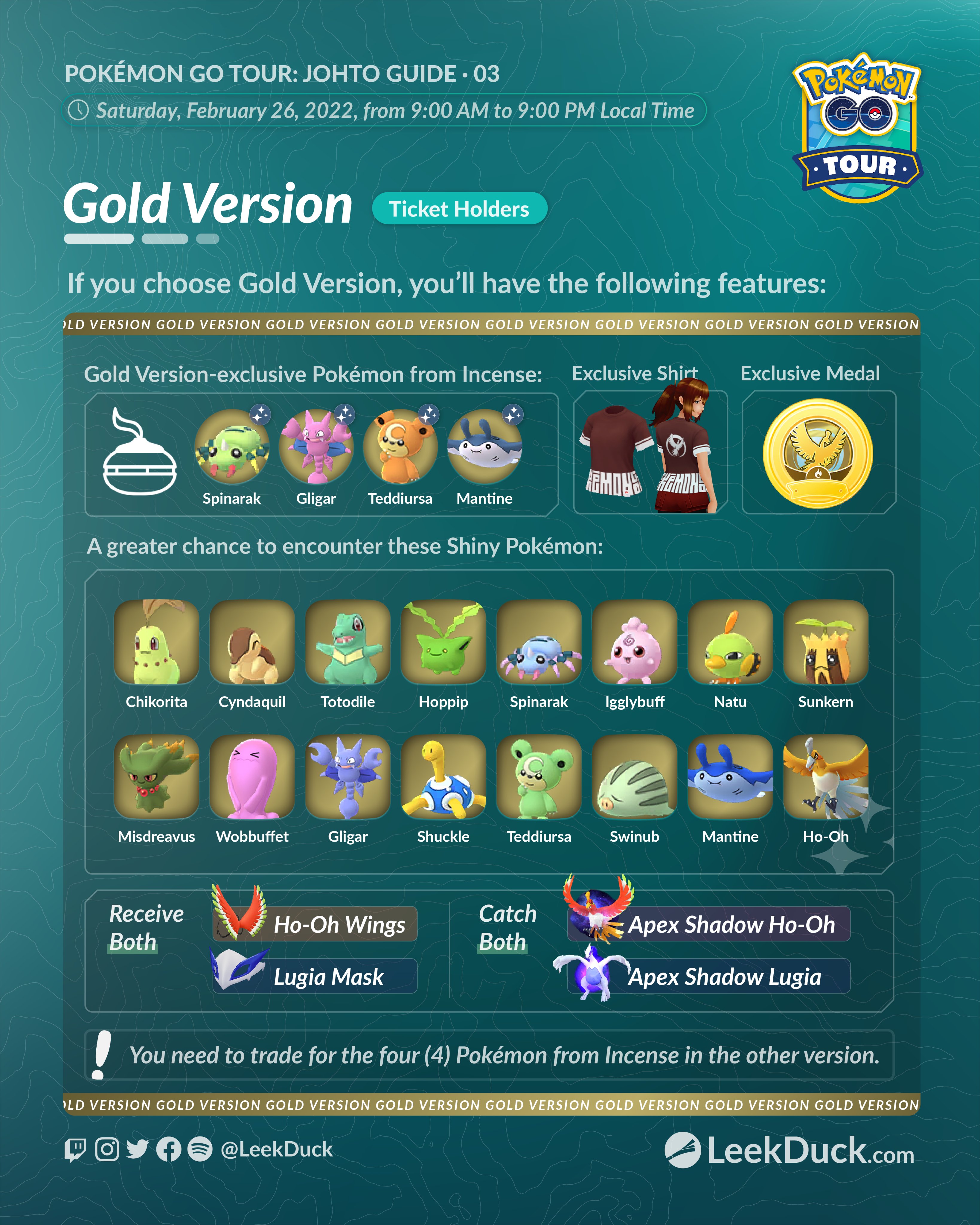 Pokémon Go Tour Johto - Gold or Silver version differences