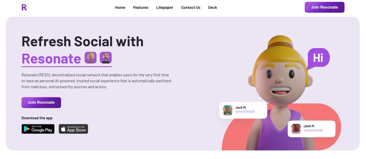 Introducing Resonate, which is a blockchain based social platform built on Fetch.Ai and designed for NFT trust-centric social sharing and connections.
Releasing it on testnet now.
medium.com/@ResonateDAO 
t.me/+7MWnqN2Bs2o5O…
<a href="/Fetch_ai/">Fetch.ai</a> 

resonate.social