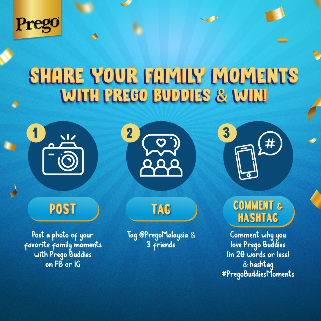 my_prego's tweet photo. It’s contest time, Prego fans! Stand a chance to win exclusive prizes with our “Moments with Prego Buddies” Contest. All you have to do is share your fave family moments enjoying the tasty pastabilities of Prego Buddies in your meals. 
 #PregoBuddiesMoments

*T&amp;C apply. https://t.co/CeiCXOdGzC
