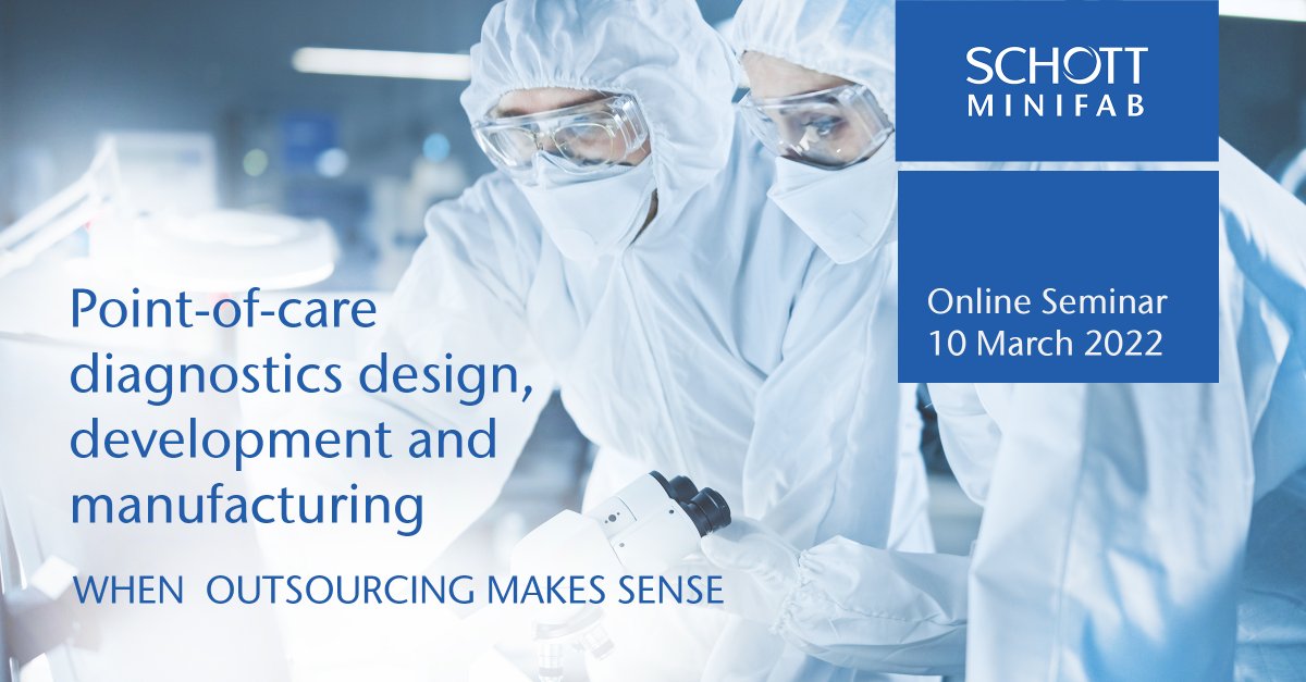 Minifab_'s tweet photo. Free point-of-care diagnostics seminar. Explore the pros and cons of in-house v's outsourcing for development and manufacture. Register now https://t.co/3C0Py9bBf7
#microfluidics #diagnostics https://t.co/0PqPacLkXQ