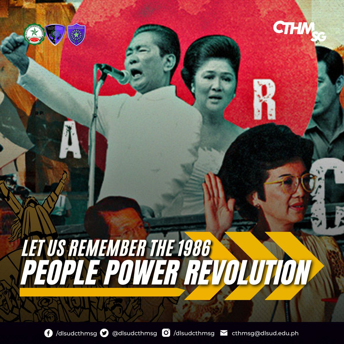 dlsudcthmsg's tweet photo. “There is no power for change greater than a community discovering what it cares about.” – Margaret J. Wheatley

Per Proclamation No. 1236, February 25, 2022, is declared a special (non-working) holiday in commemoration of the 36th Anniversary of the EDSA People Power Revolution. https://t.co/Vkjt5qWaeA