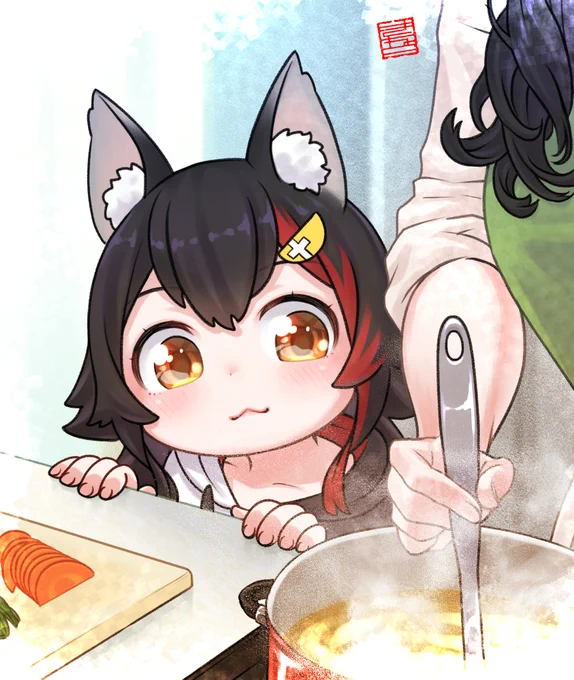 遅ればせながら朝ミオ祝一周年🎉
猫ちゃんの尻事情も大歓迎です
あと前々回の料理の話題でとにかく具材投入のタイミングが気になる流れが面白かったなぁ、という出しそびれていたイラスト✨
#みおーん絵 