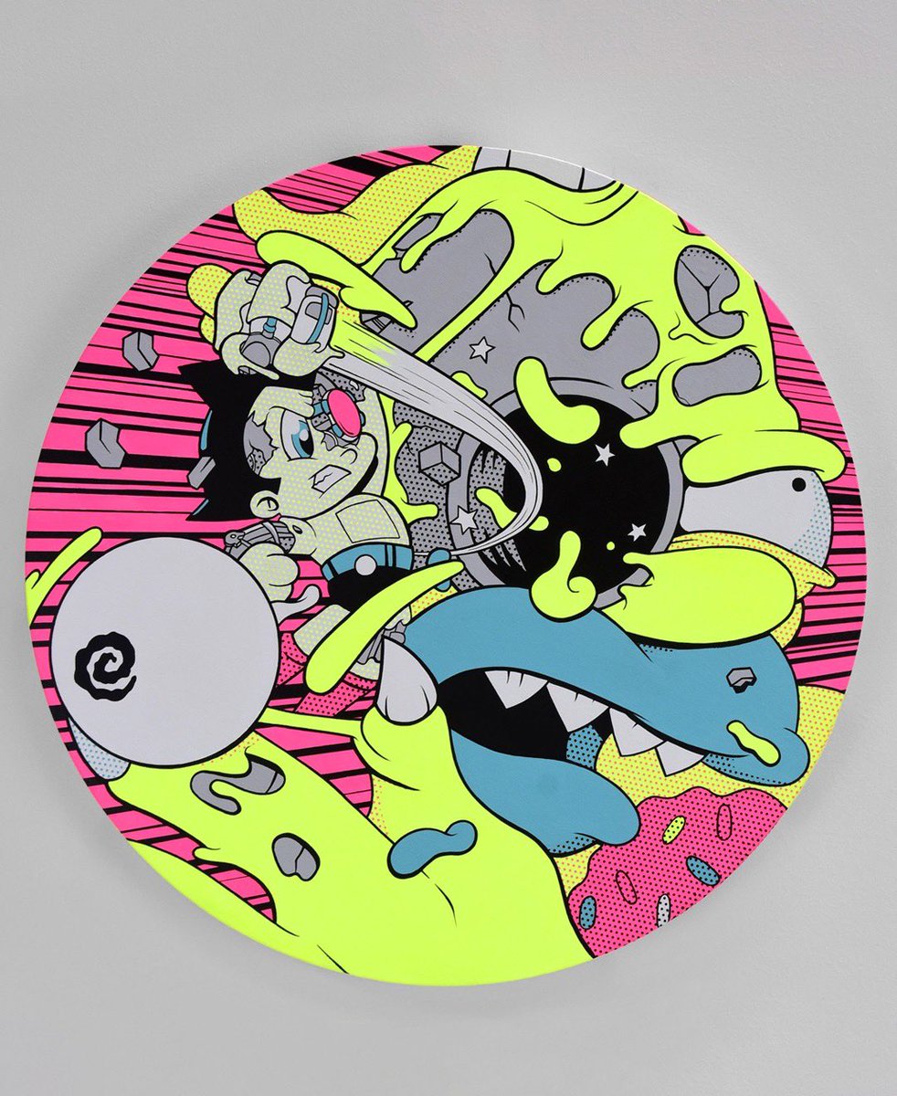Mattgondek's tweet photo. GOD'S PLAN

24”. Five color Acrylic on Circular Canvas

From my recent exhibition “Discipline” in Mexico City 💀 https://t.co/WxGbjVpaIX