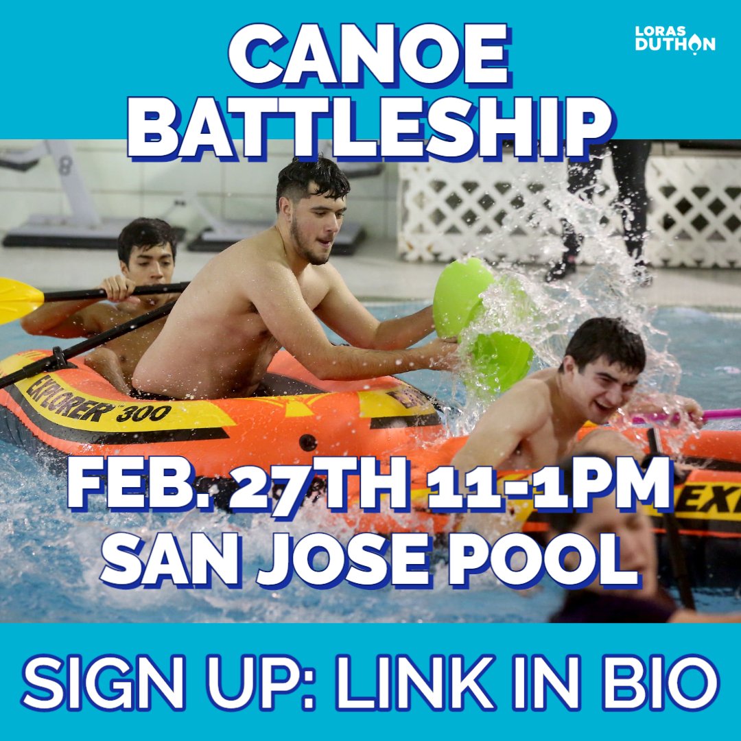 Grab a friend and sign up for Canoe Battleship, this Sunday February 27th from 11-1pm.  Teams of 2 can use the link in our bio to guarantee your spot to sink some ships in the San Jose Pool!
#duthon #lorascollege #dancemarathon #makingmiracles #kidscantwait #changekidshealth