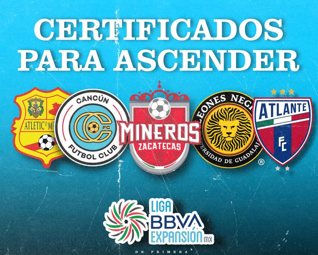 tdjmedios's tweet photo. La Liga MX confirma que vuelve a tener Ascenso (menos Filiales).

❌Pumas, Raya2 y Tapatío
❌Multipropiedad: Dorados y Tampico 
✅Certificados: Morelia, Cancún, Mineros, UDG y Atlante✔️

Los demás equipos están por verse ya que se permitirá el ascenso a 6 equipos nada más. https://t.co/KXMIiXF1OO